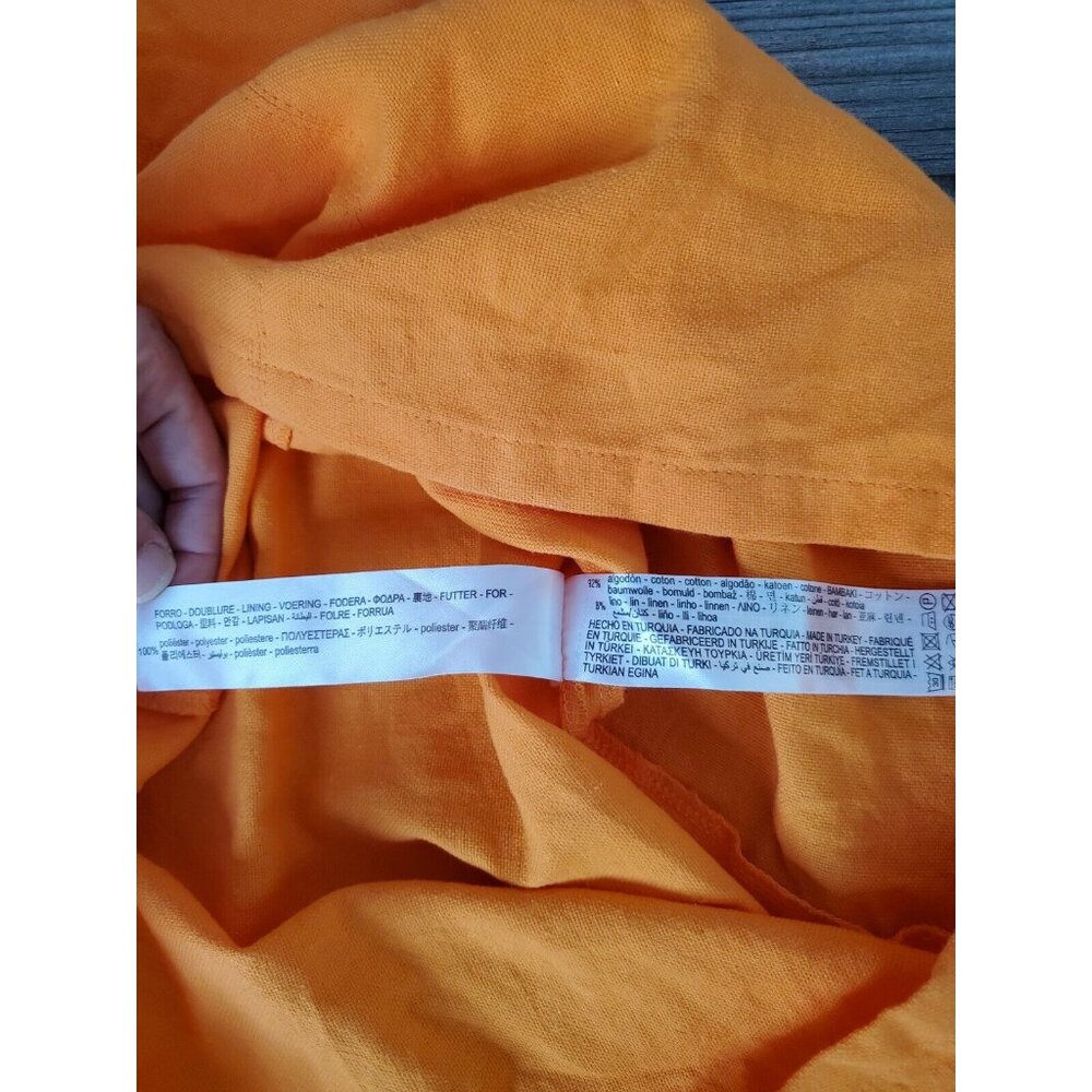 Bershka Nwt Cotton/linen Blend Orange Cut Out Mini Dress With Puffer Sleeve $749 - Picture 6 of 9